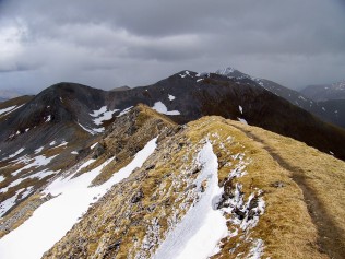 The summit of Sgurr Choinnich Mor, looking towards the Grey Corries